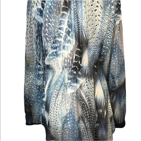 Hale Bob sheer feather print long sleeve blouse. Size small - Picture 4 of 12